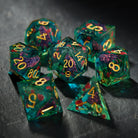 Black Wolf Rose Blue Green Dice - CrystalMaggie