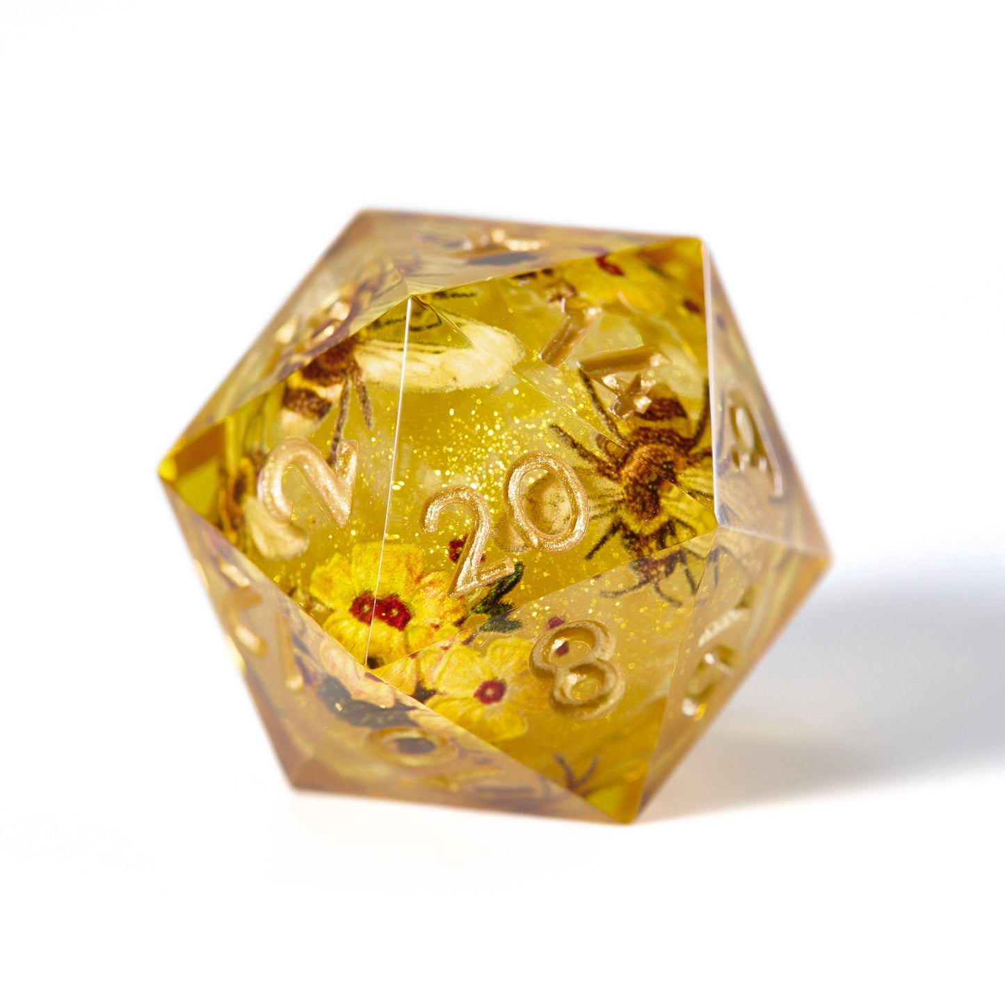 Honey Bee and Flower Liquid Core Resin Dice