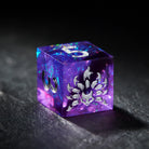 Purple Glitter Galaxy kitsune Dice - CrystalMaggie