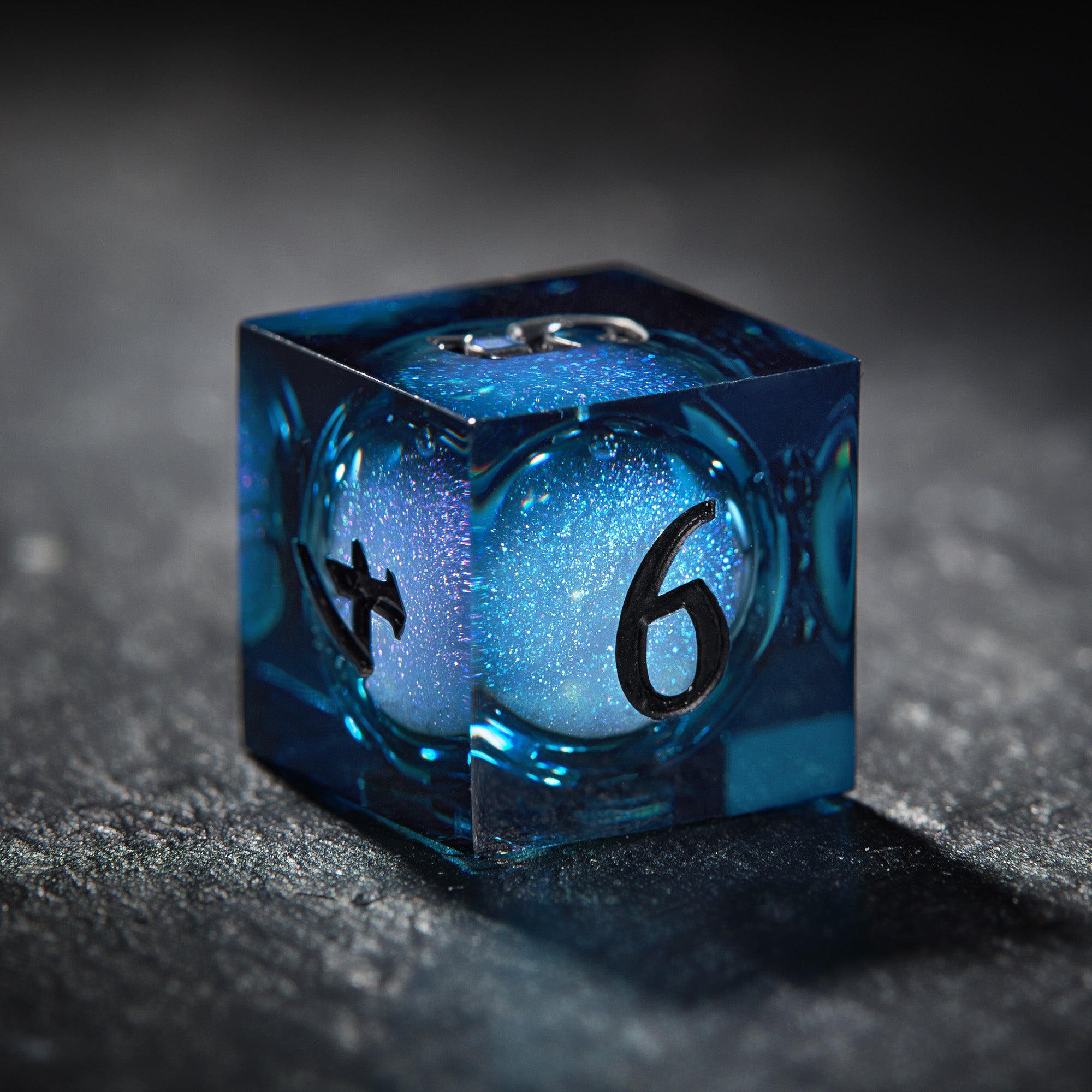 Dark Blue Liquid Core Resin Galaxy Dice Hollow Knight Dice - CrystalMaggie
