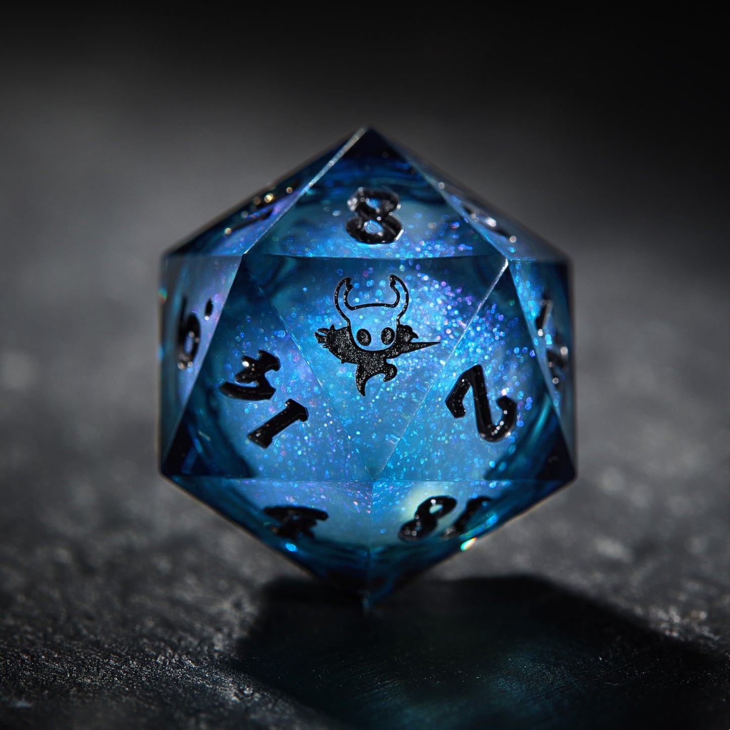 Dark Blue Liquid Core Resin Galaxy Dice Hollow Knight Dice