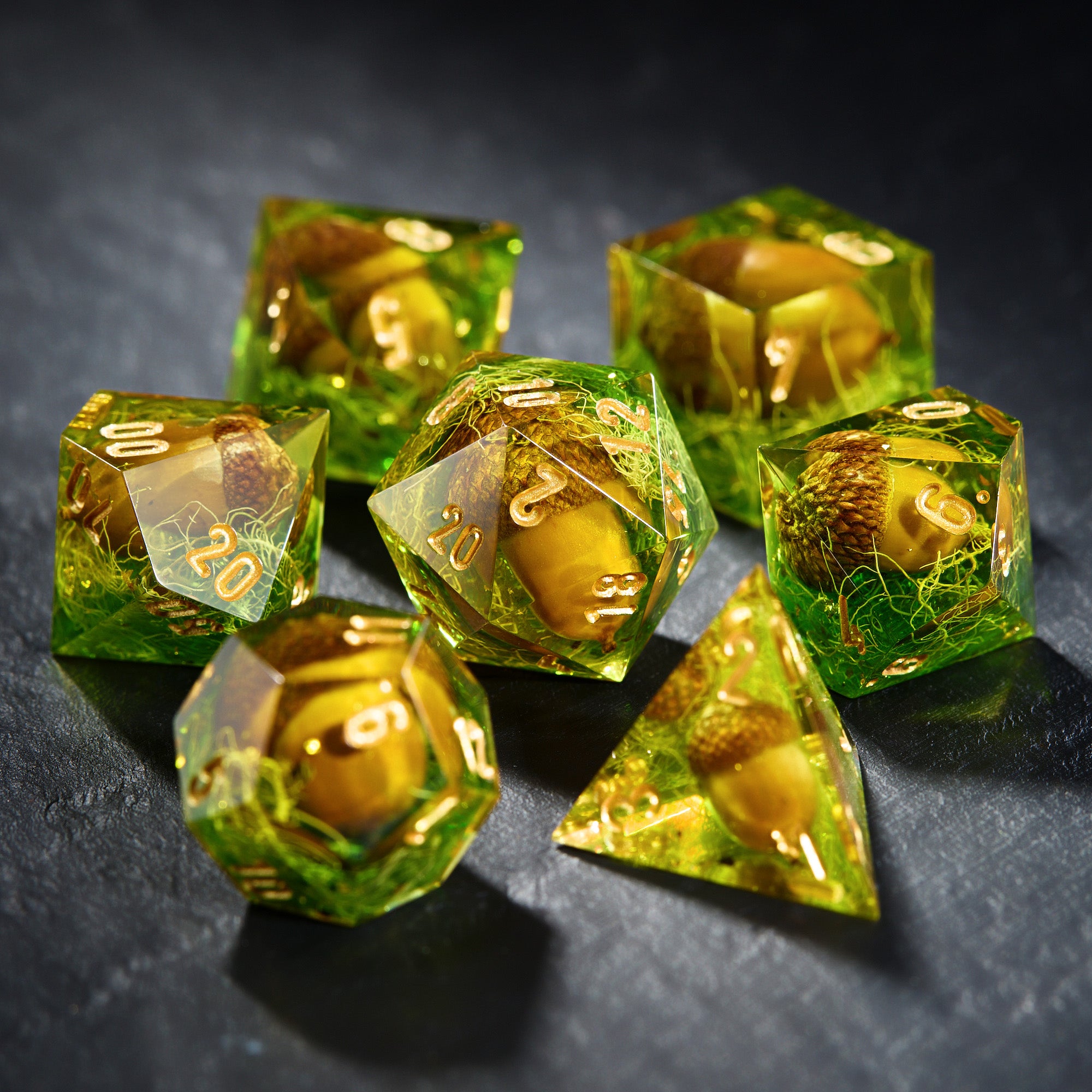 Acorn Grass Green  Dice - CrystalMaggie