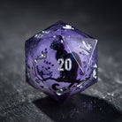 Moonlit Cat Shadow Purple Liquid Core Dice - CrystalMaggie