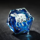 Snow Wolf Blue Resin Dice - CrystalMaggie