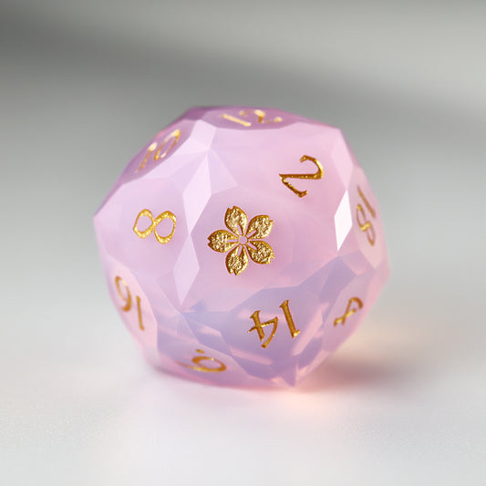 Multifaceted Pink Opalite Gemstone Cherry Blossom Dice