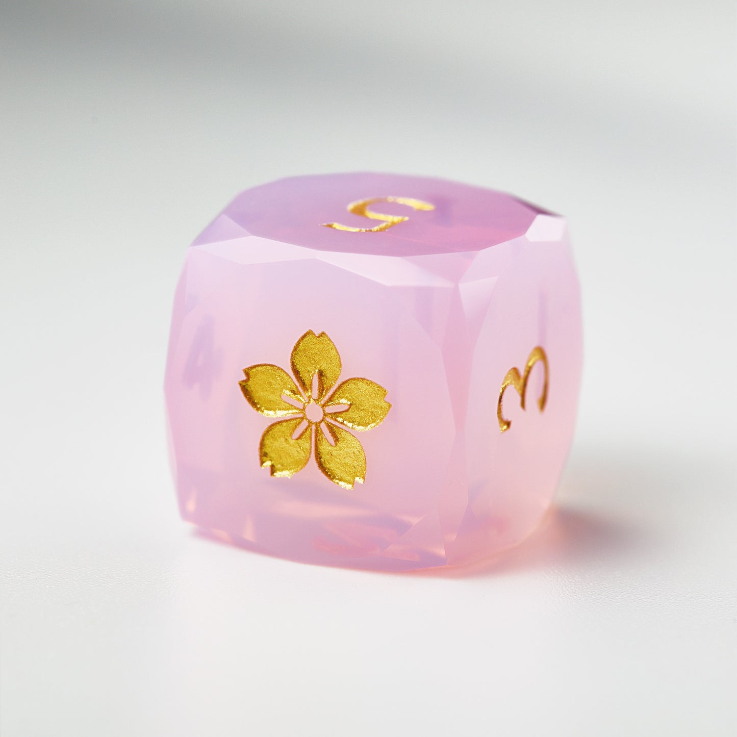 Multifaceted Pink Opalite Gemstone Cherry Blossom Dice