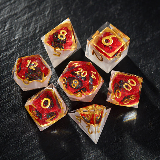 Red Black Glitter Crystal Geode Resin Dice