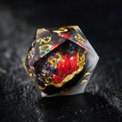 Black Red Glitter Crystal Geode Resin Dice - CrystalMaggie