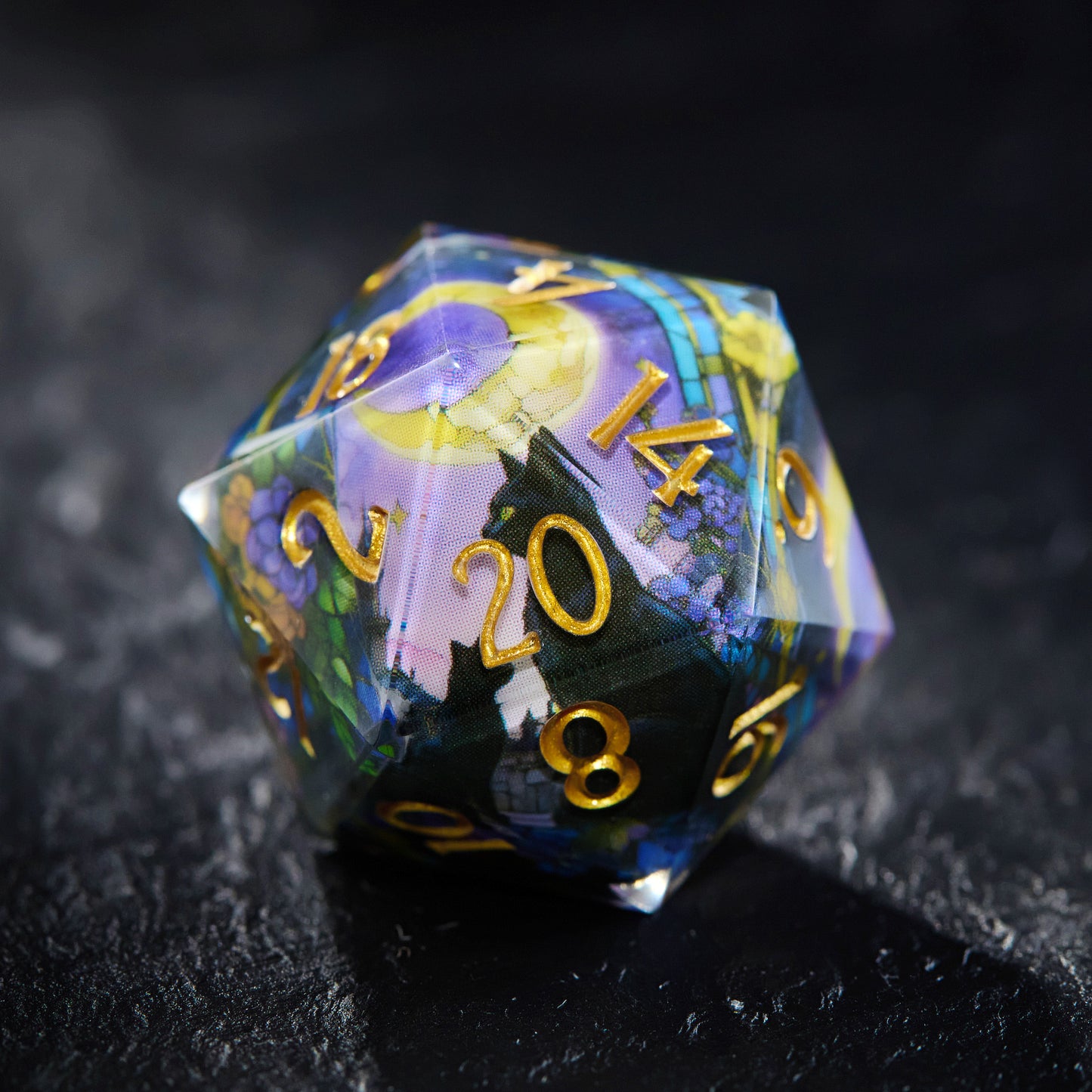 Mystical Black Cat and Moon Dice - CrystalMaggie