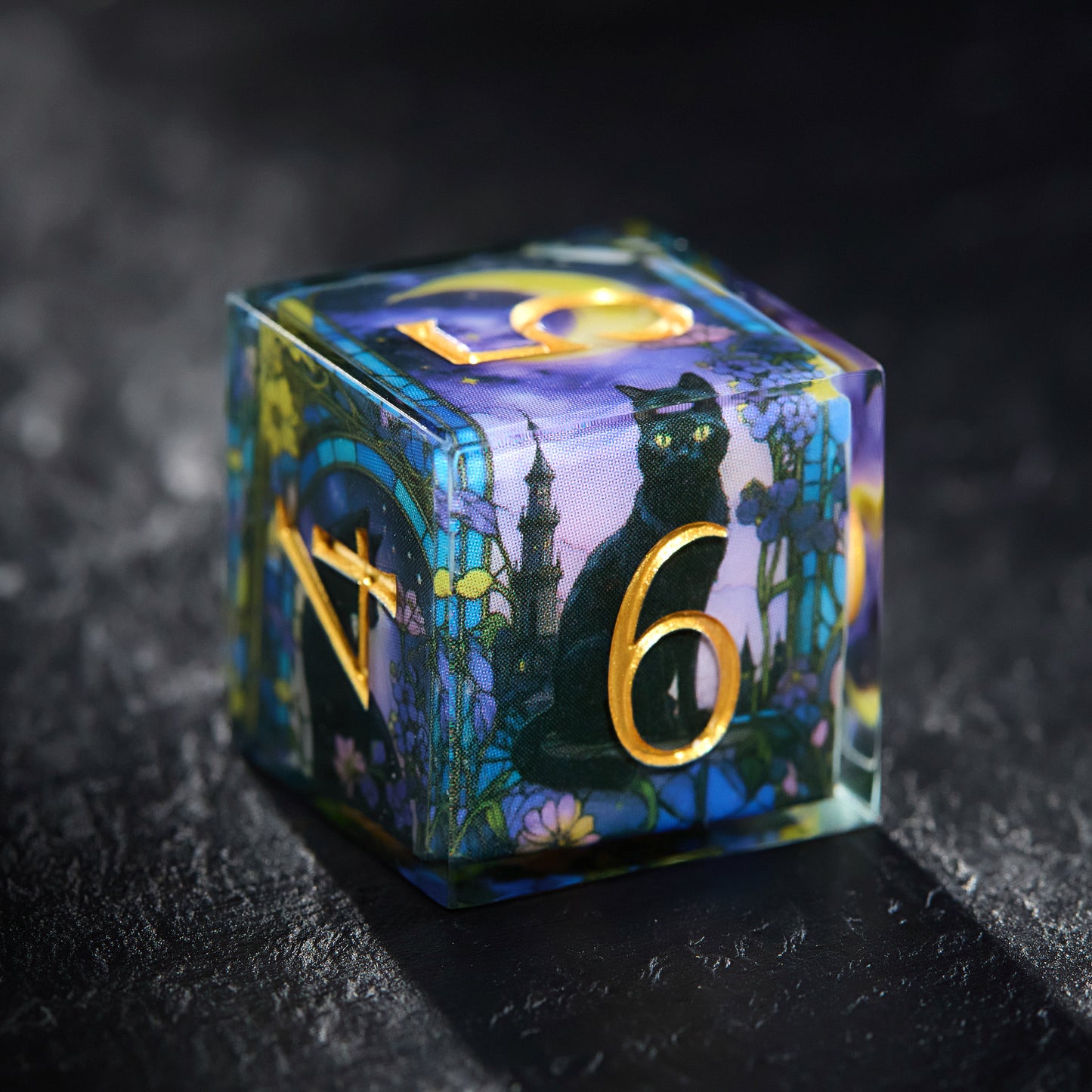 Mystical Black Cat and Moon Dice - CrystalMaggie