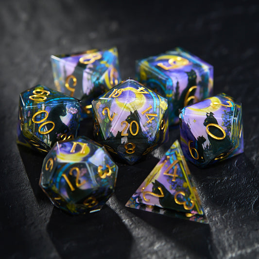 Mystical Black Cat and Moon Dice - CrystalMaggie