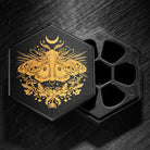Black Wood Moth Mushroom Motif Dice Box - CrystalMaggie