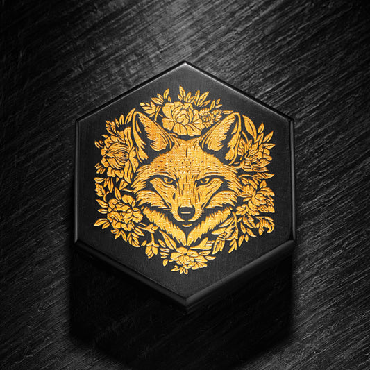 Black Wood Flowers and Fox Motif Dice Box