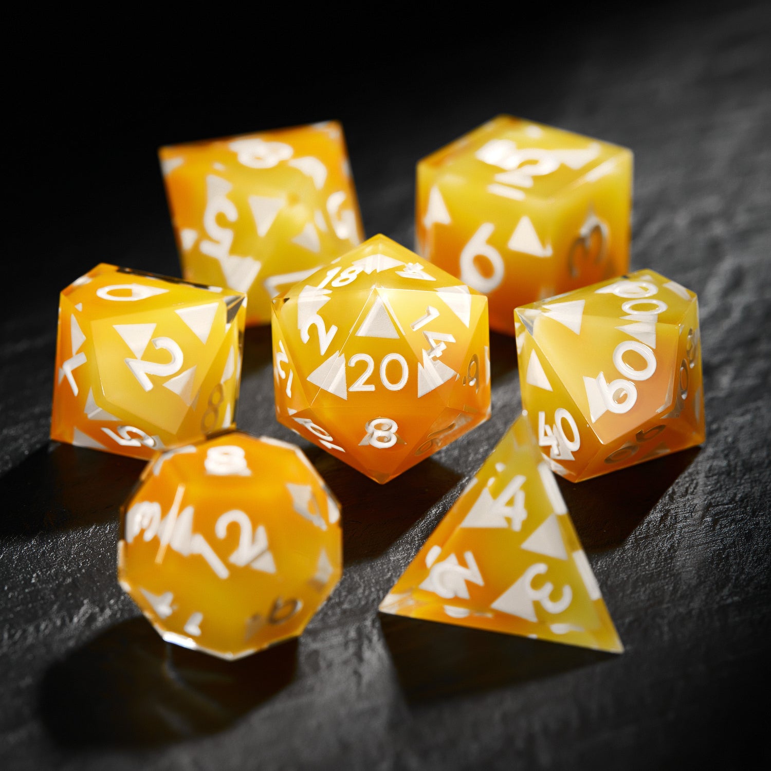 Inspired by Demon Slayer Zenitsu Orange Yellow Resin Dice - CrystalMaggie