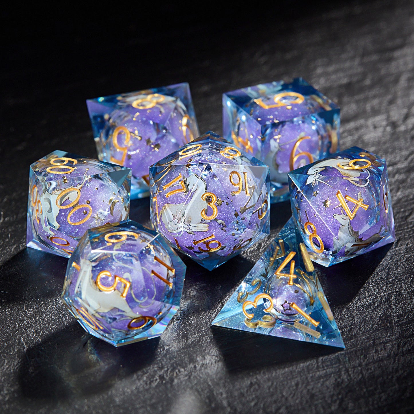 Unicorn Purple Sand Liquid Core Dice