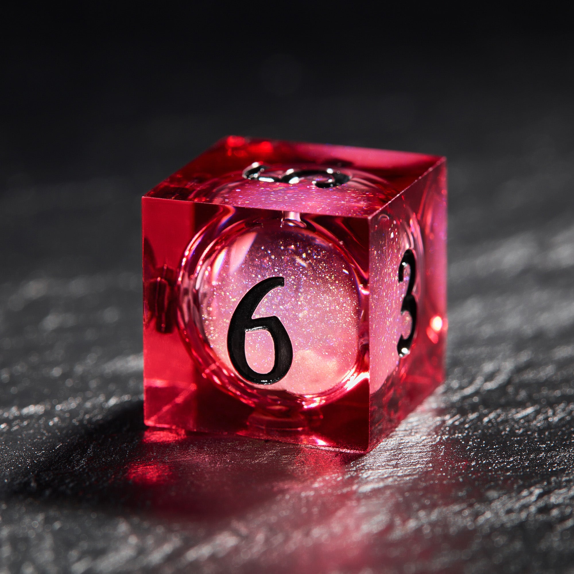 Dark Red Liquid Core Resin Hollow Knight Dice - CrystalMaggie