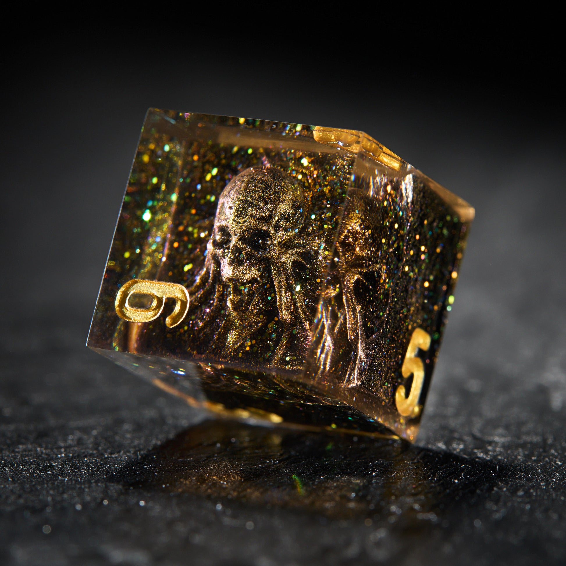 Abyssal skull Glitter Resin Dice - CrystalMaggie