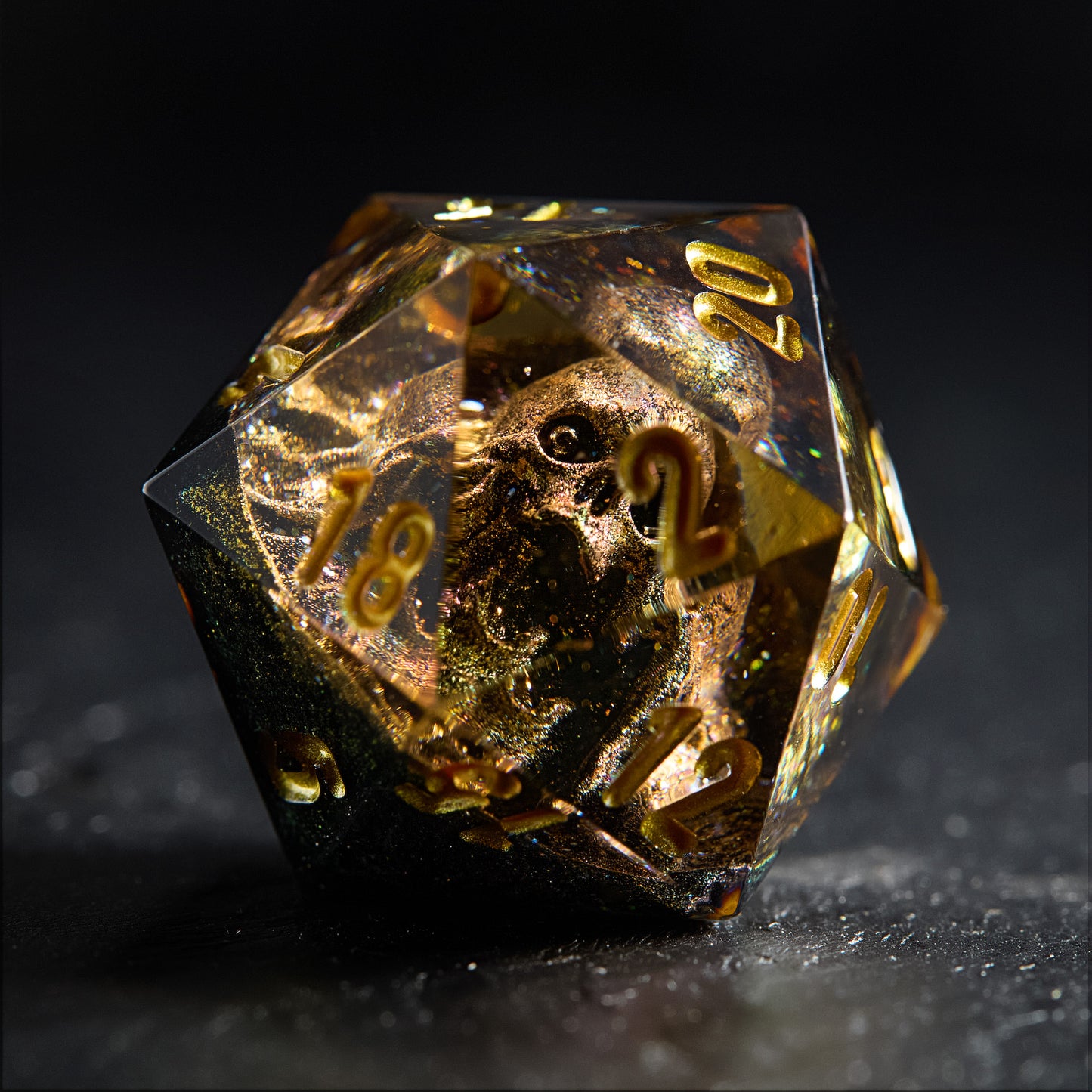 Abyssal skull Glitter Resin Dice - CrystalMaggie