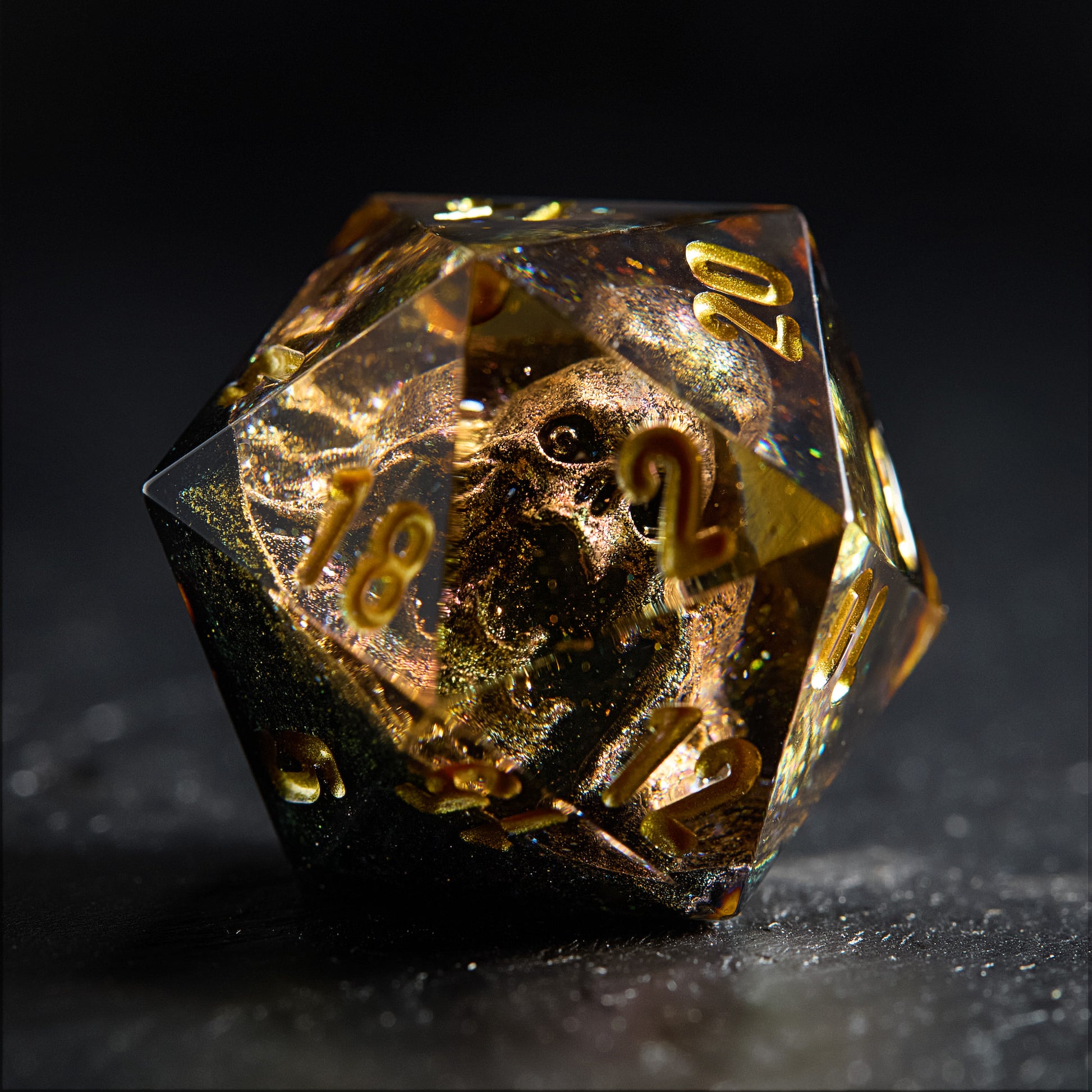 Abyssal skull Glitter Resin Dice - CrystalMaggie