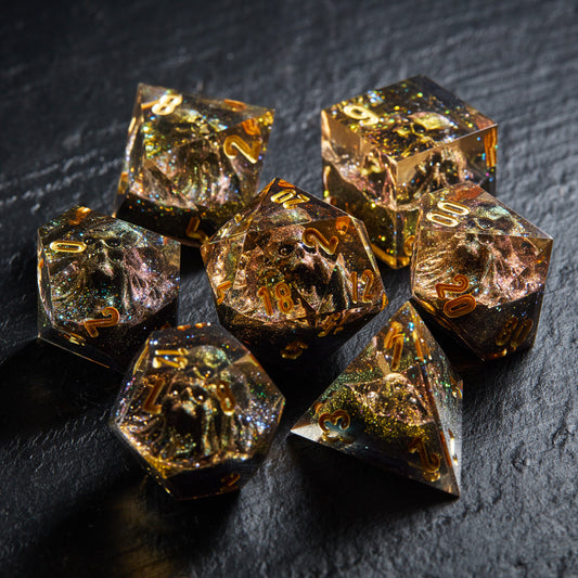 Abyssal skull Glitter Resin Dice - CrystalMaggie