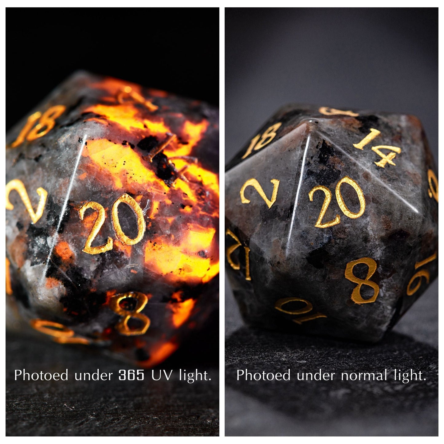 Yooperlite Gemstone DnD D&D Dice Chonk D20