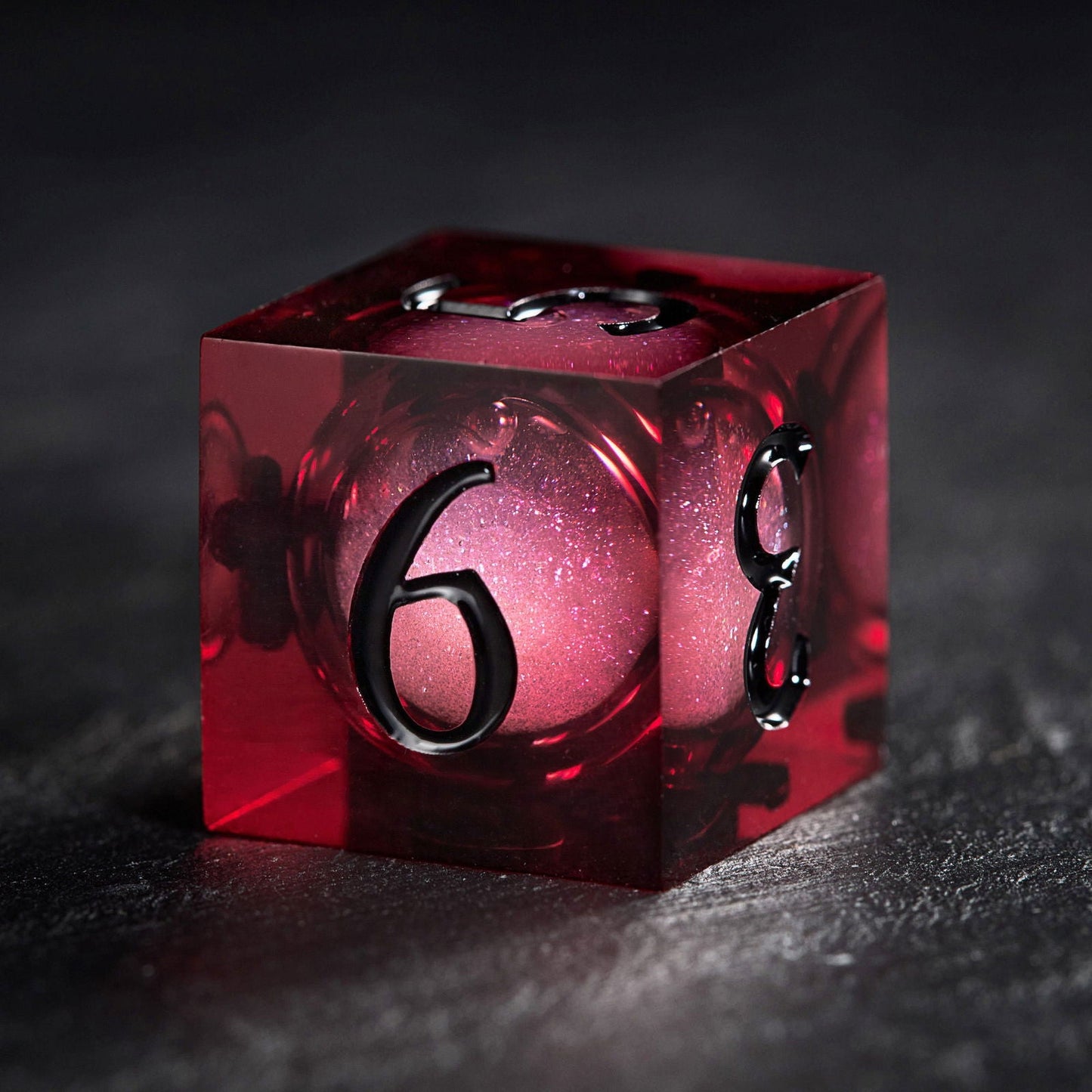 Dark Red Liquid Core Resin One Piece Luffy DnD D&D Dice Chonk D20