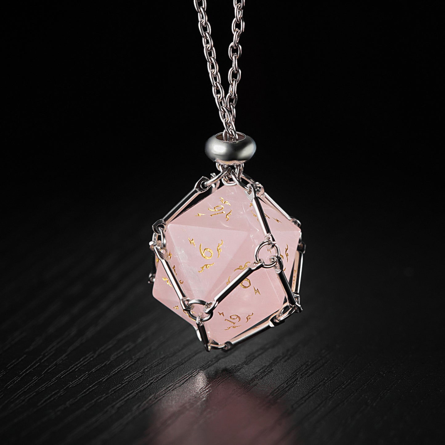 Ensemble de dés Axolotl F*ck DnD D&amp;D en pierre précieuse de quartz rose