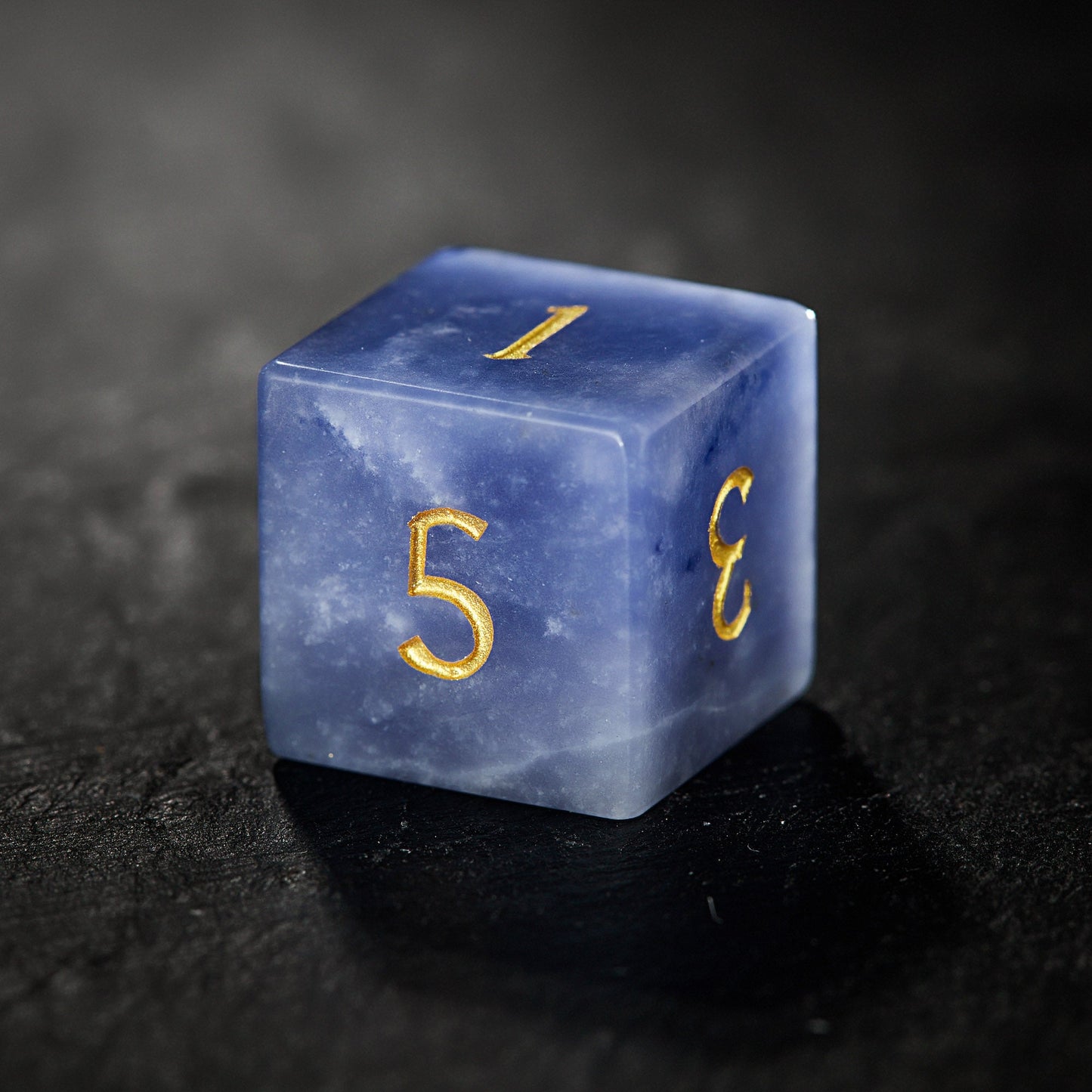 Blue Yooperlite UV Reactive Gemstone Moon DnD D&D Dice Set