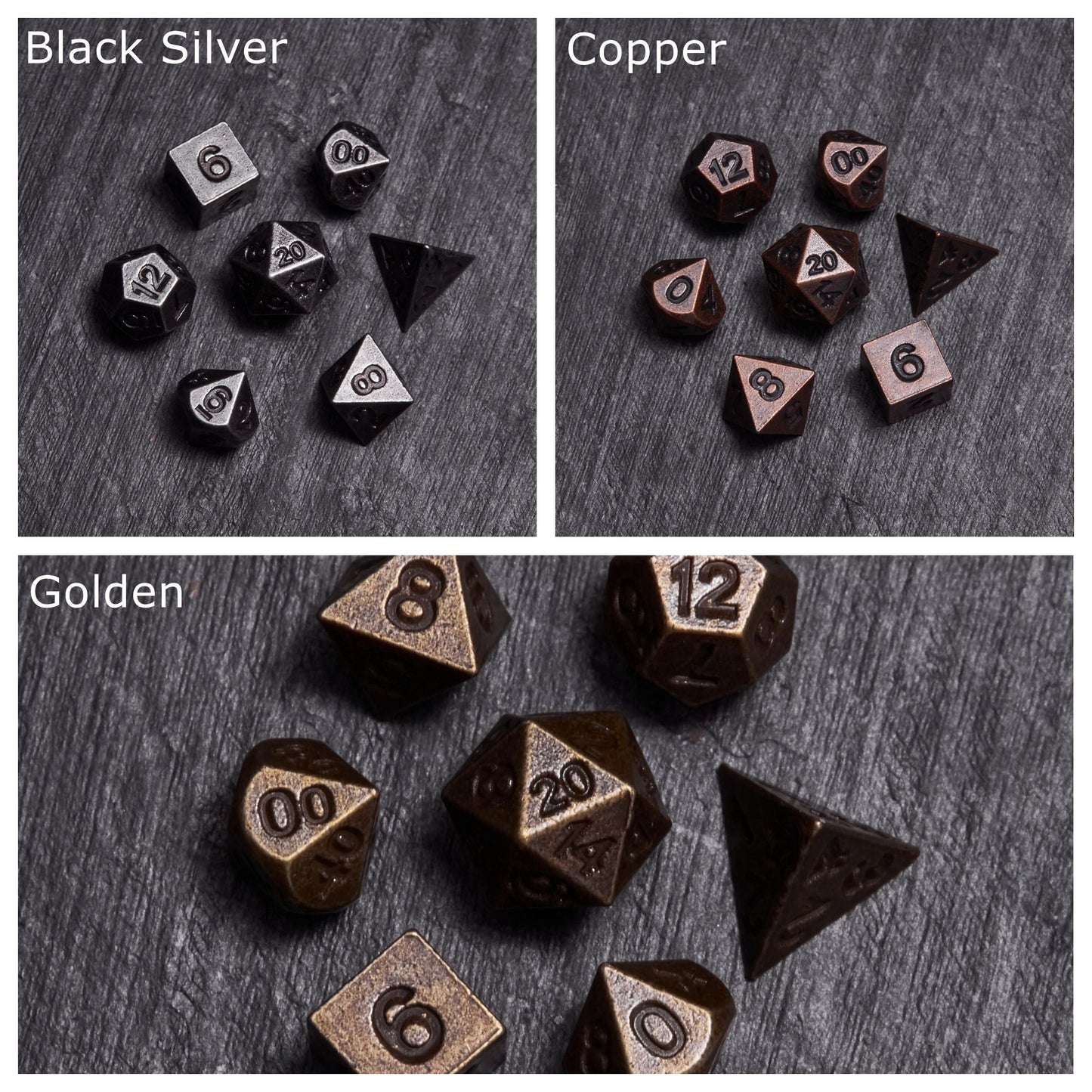 Micro Mini Metal DnD D&D Dice Set Black Silver D20 Dice Cage Necklace