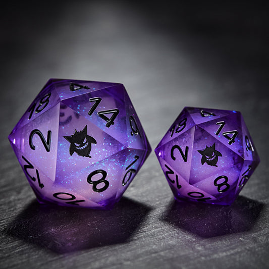 Purple Liquid Core Resin Pokemon Gengar DnD D&D Dice Chonk D20