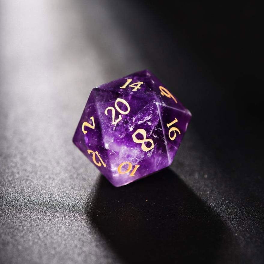 Amethyst Gemstone DnD D&D Dice Set - CrystalMaggie