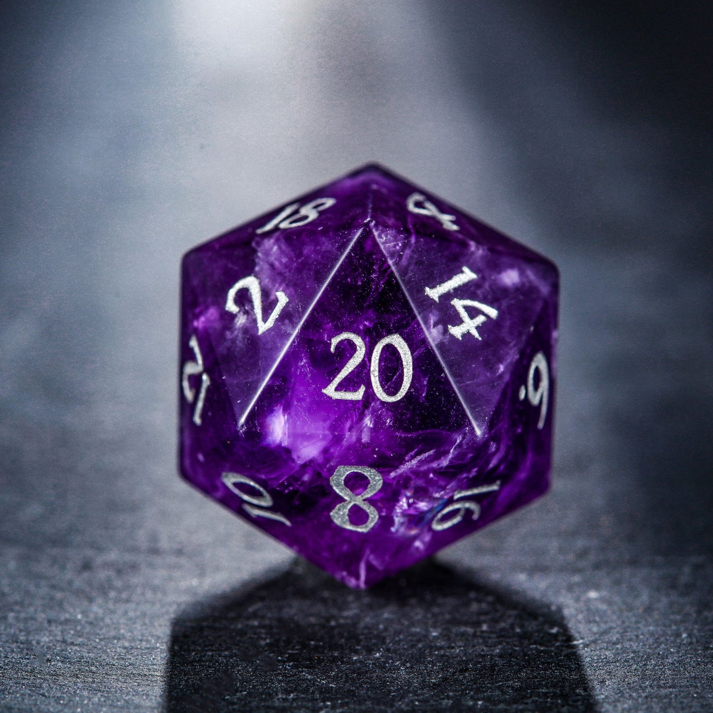 Amethyst Gemstone DnD D&D Dice Set - CrystalMaggie