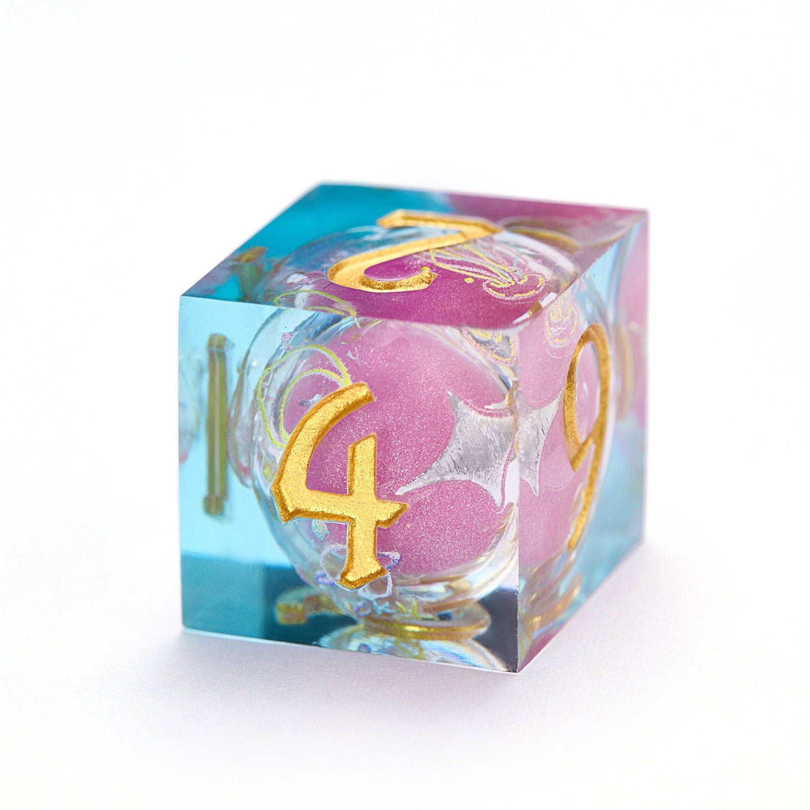 Astrology Pink Liquid Core Resin DnD D&D Dice Set - CrystalMaggie