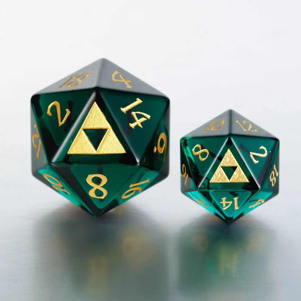 Green Glass All Zelda DnD D&D Dice Set - CrystalMaggie
