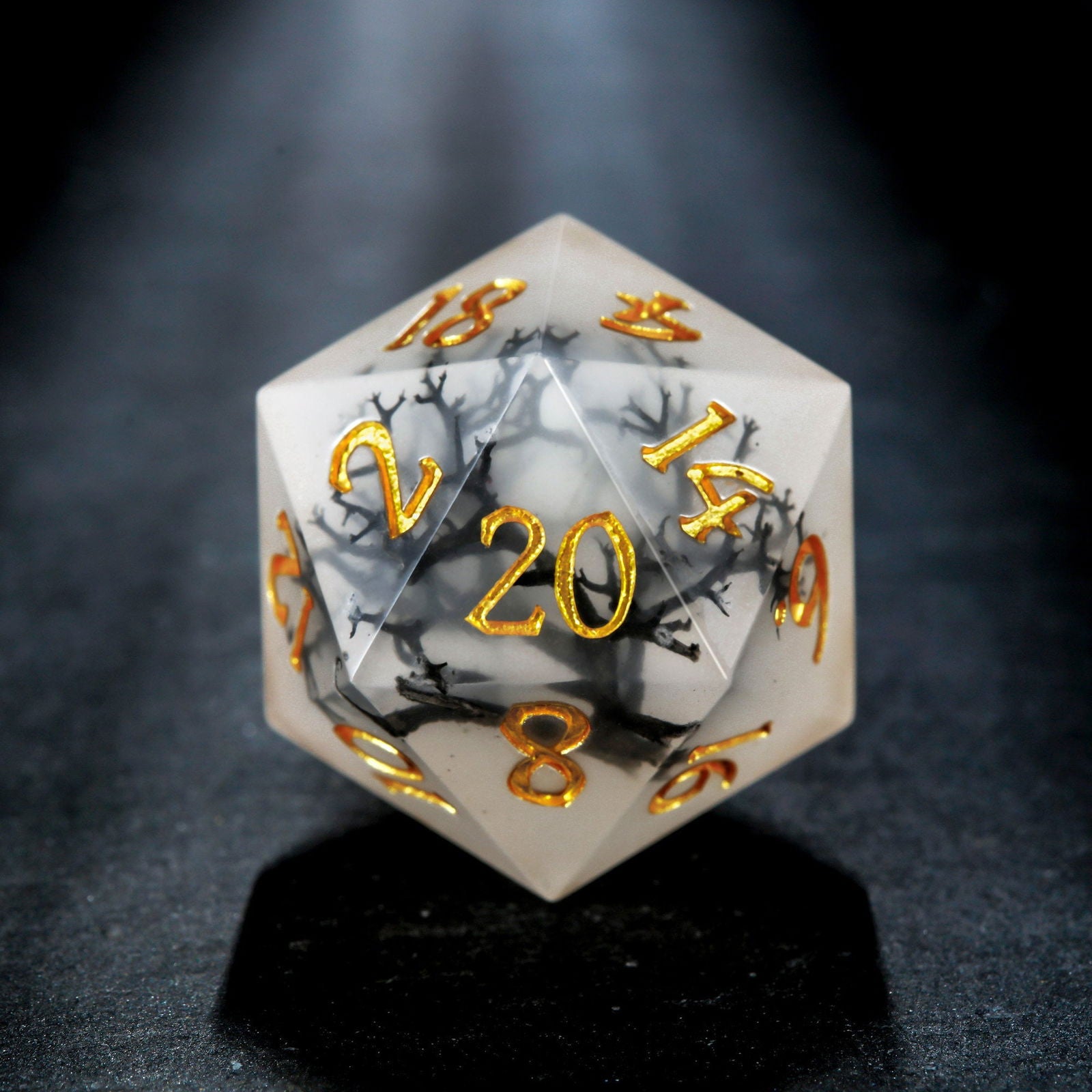 Black Coral Resin DnD D&D Dice Set - CrystalMaggie