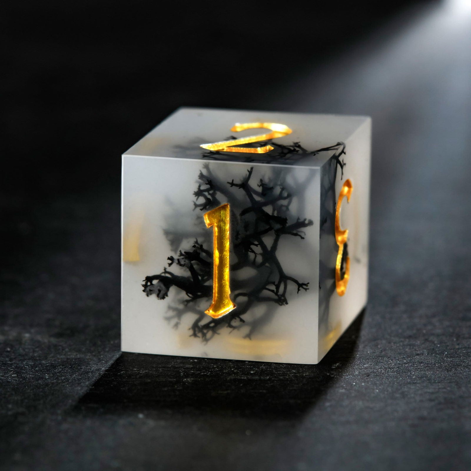 Black Coral Resin DnD D&D Dice Set - CrystalMaggie