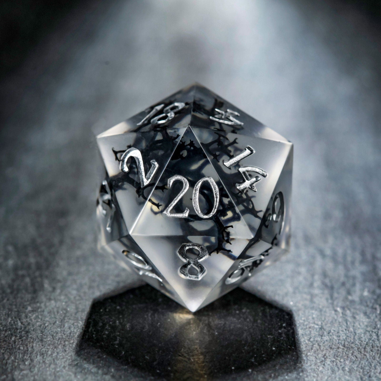 Black Coral Resin DnD D&D Dice Set - CrystalMaggie