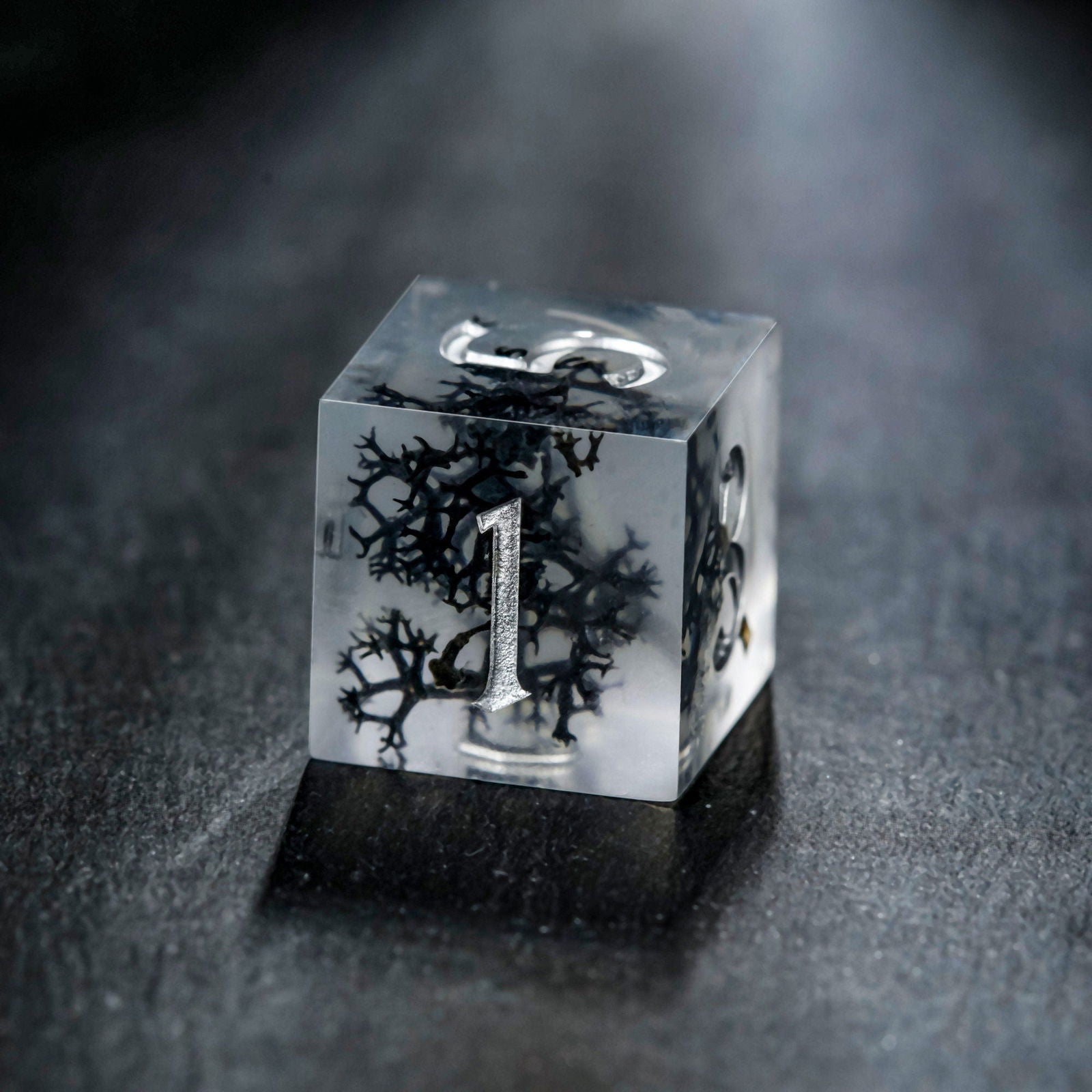 Black Coral Resin DnD D&D Dice Set - CrystalMaggie