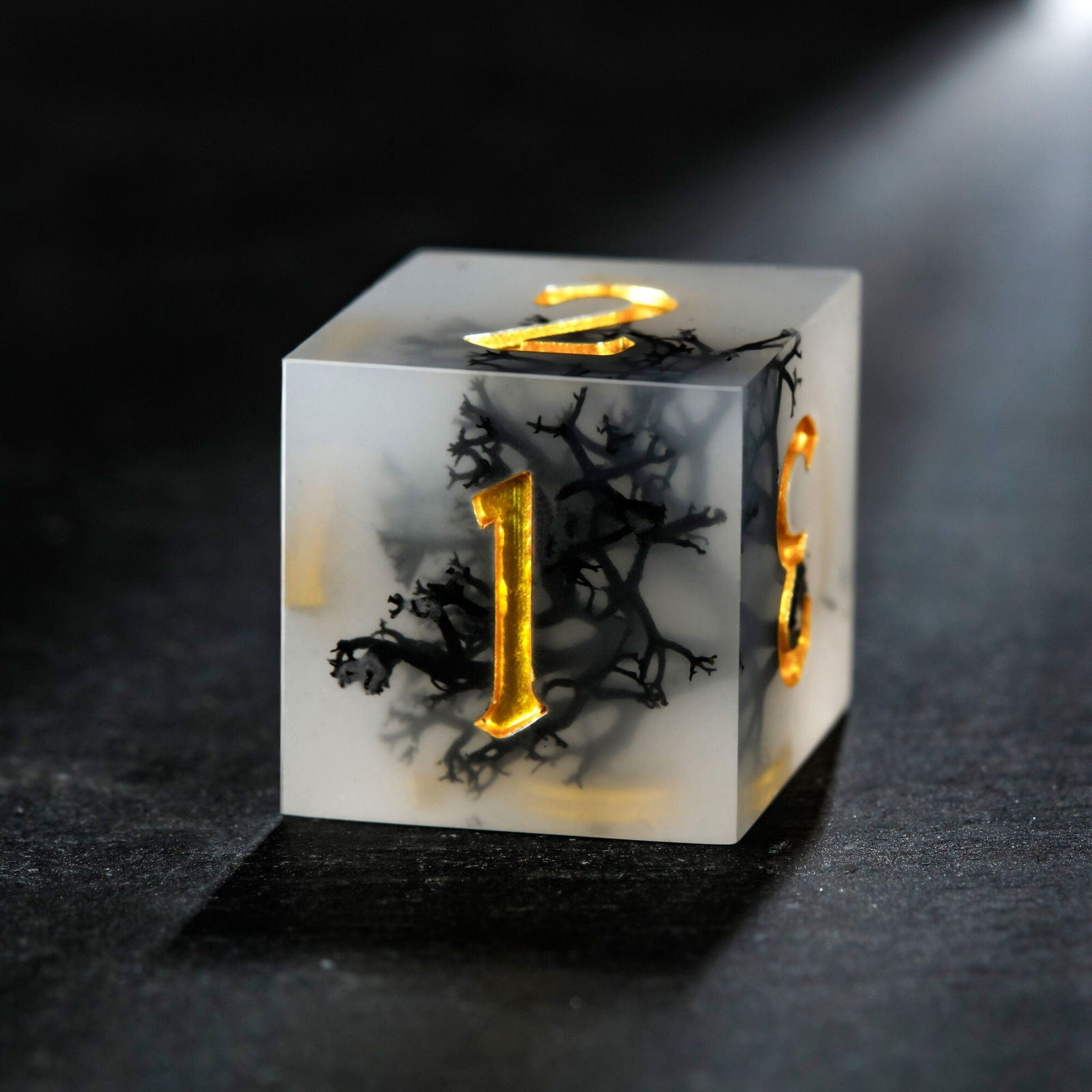 Black Coral Resin F Word DnD D&D Dice Set - CrystalMaggie