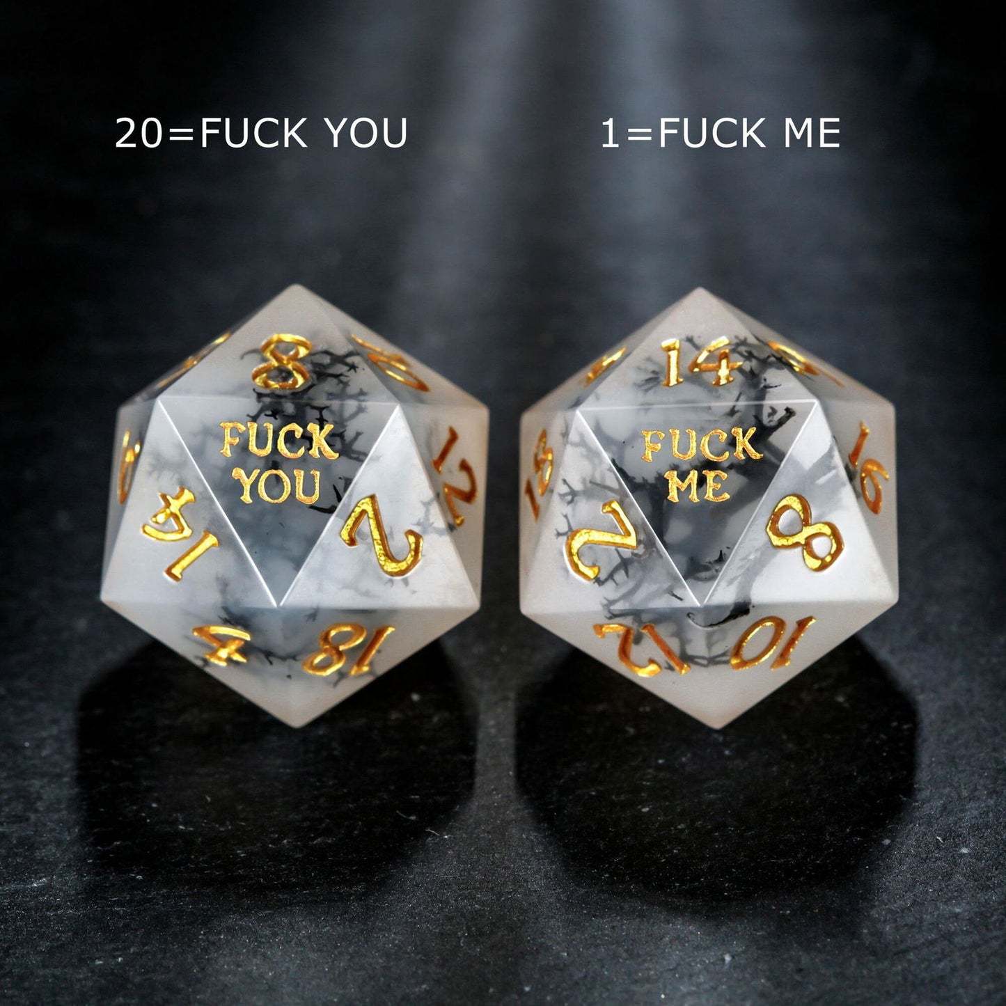 Black Coral Resin F Word DnD D&D Dice Set - CrystalMaggie