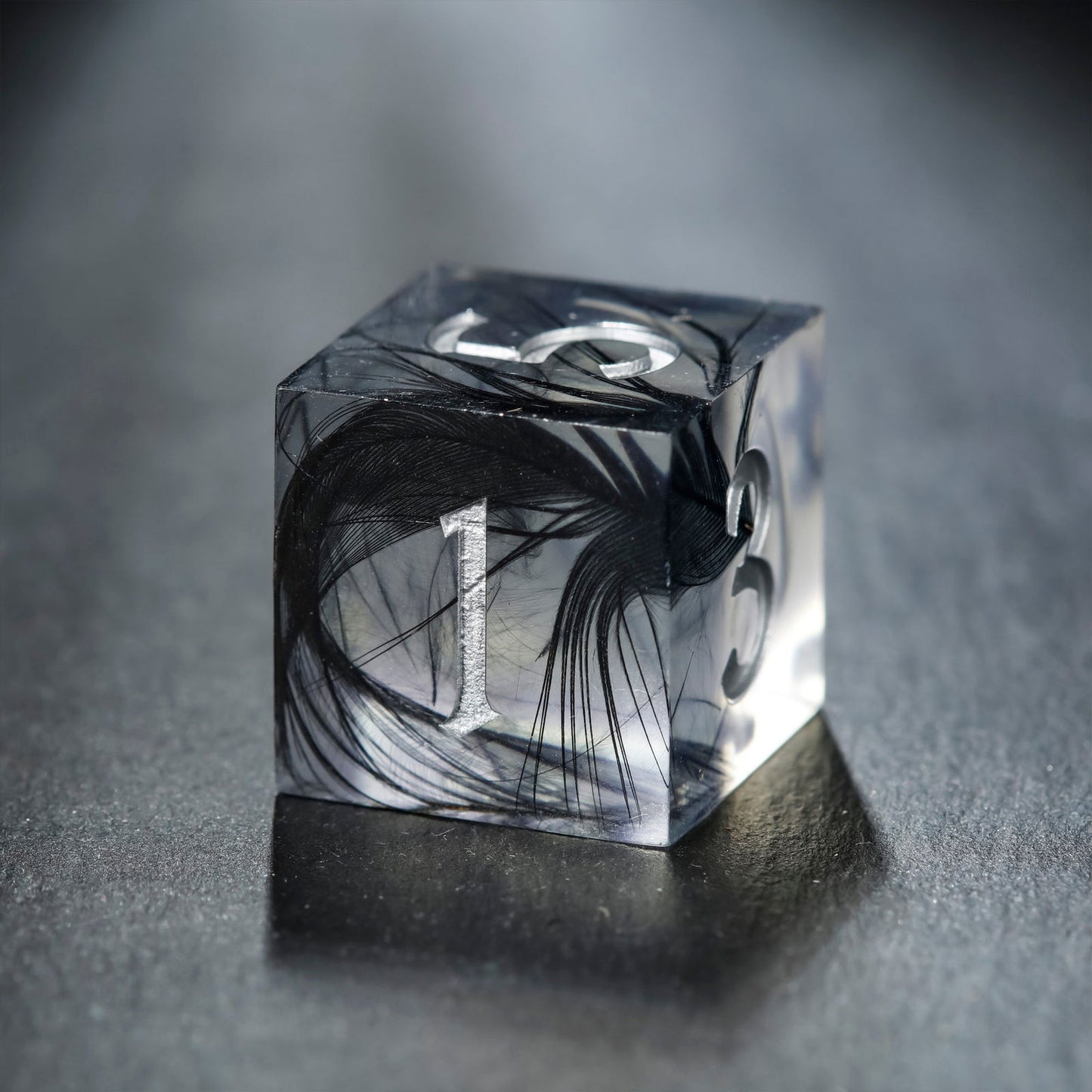 Black Feather Resin DnD D&D Dice Set - CrystalMaggie