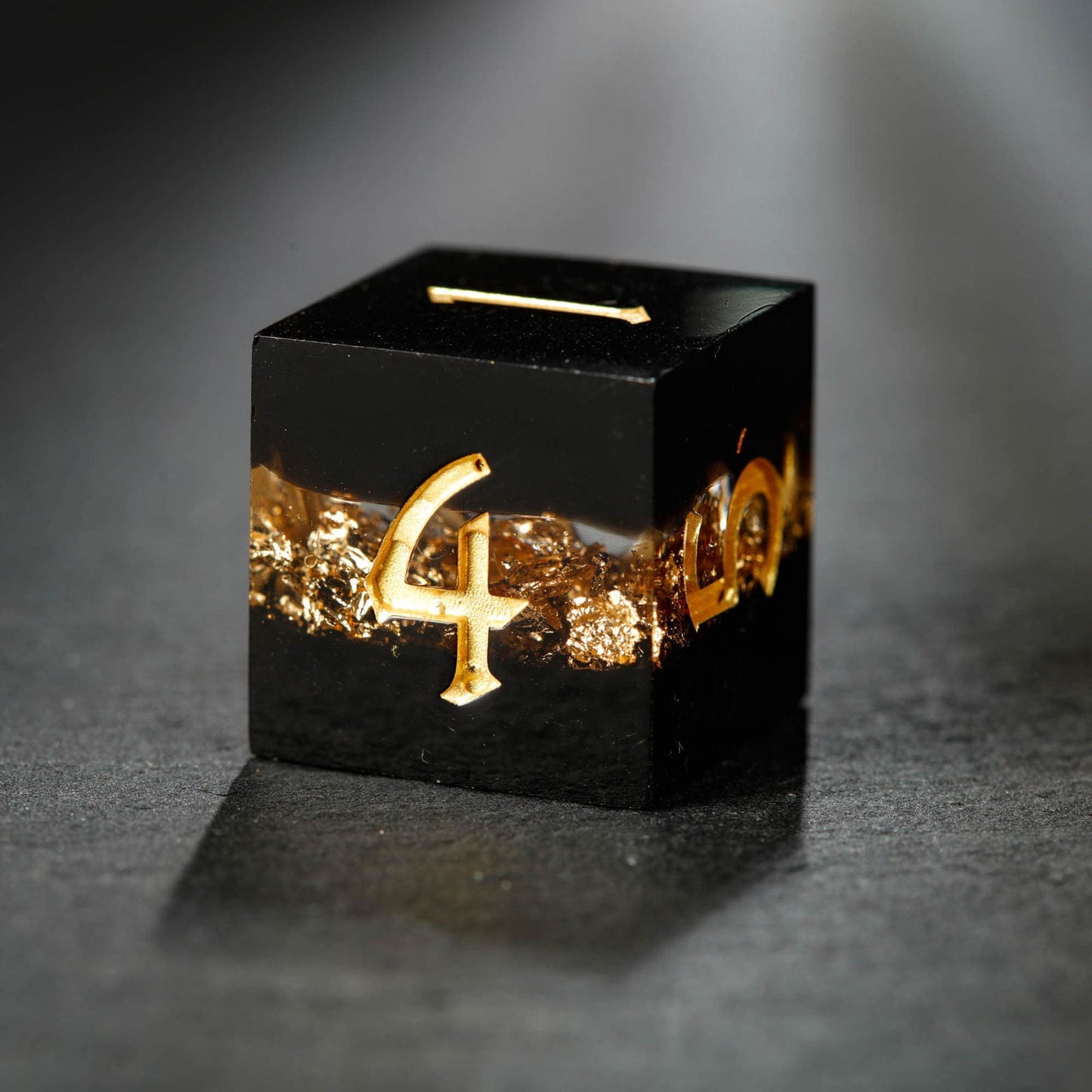 Black Goldleaf Resin F Word DnD D&D Dice Set - CrystalMaggie