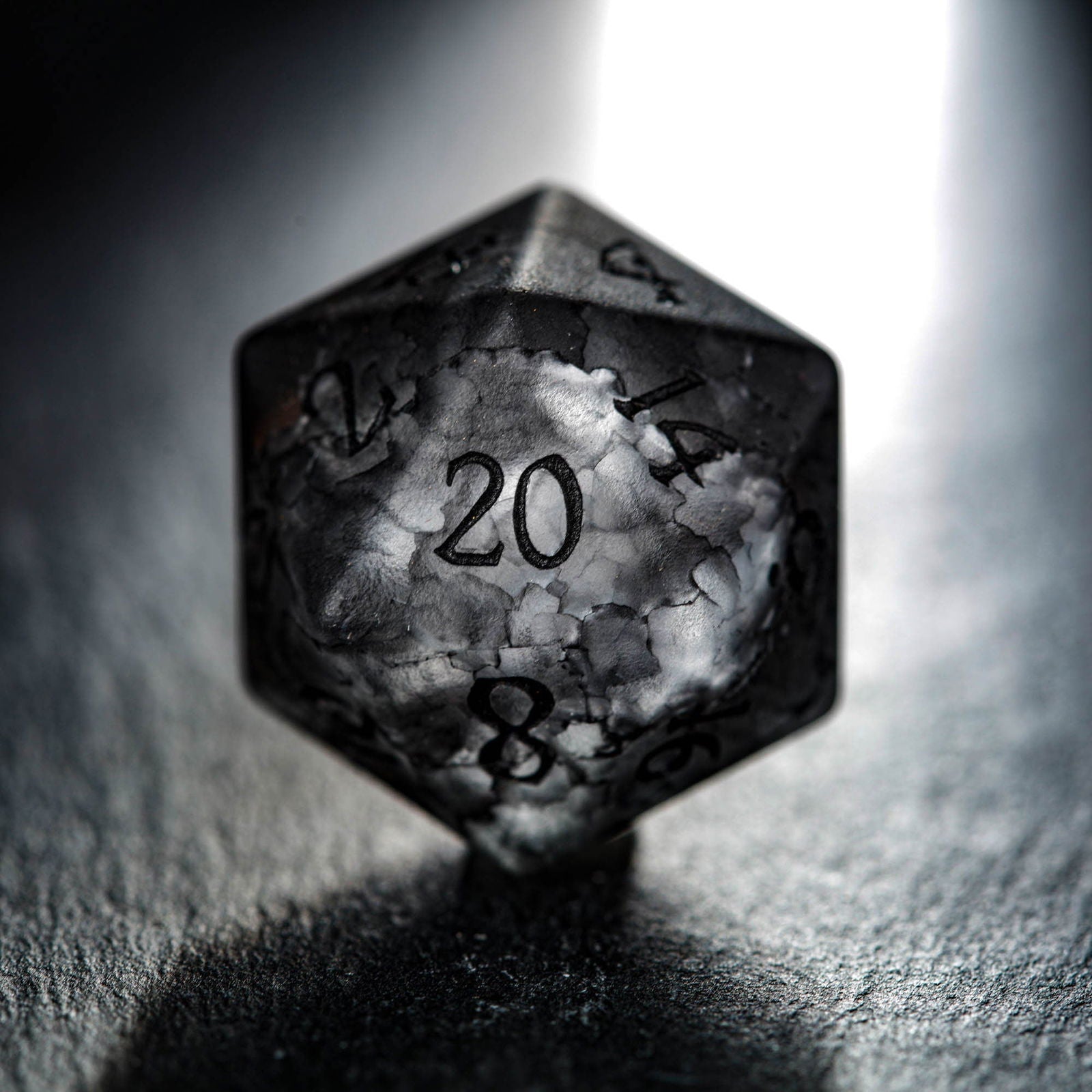 Black Lightning Glass DnD D&D Dice Set - CrystalMaggie