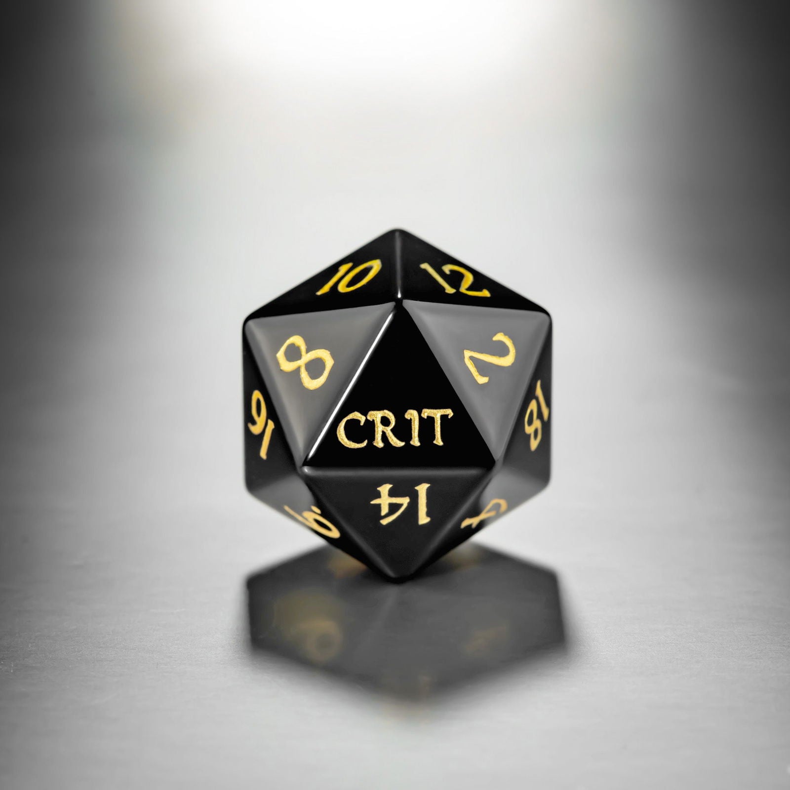 Black Obsidian Gemstone Crit Sh*t DnD D&D Dice Set - CrystalMaggie