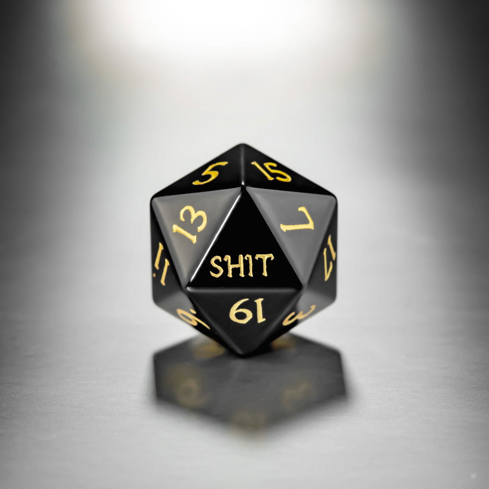 Black Obsidian Gemstone Crit Sh*t DnD D&D Dice Set - CrystalMaggie