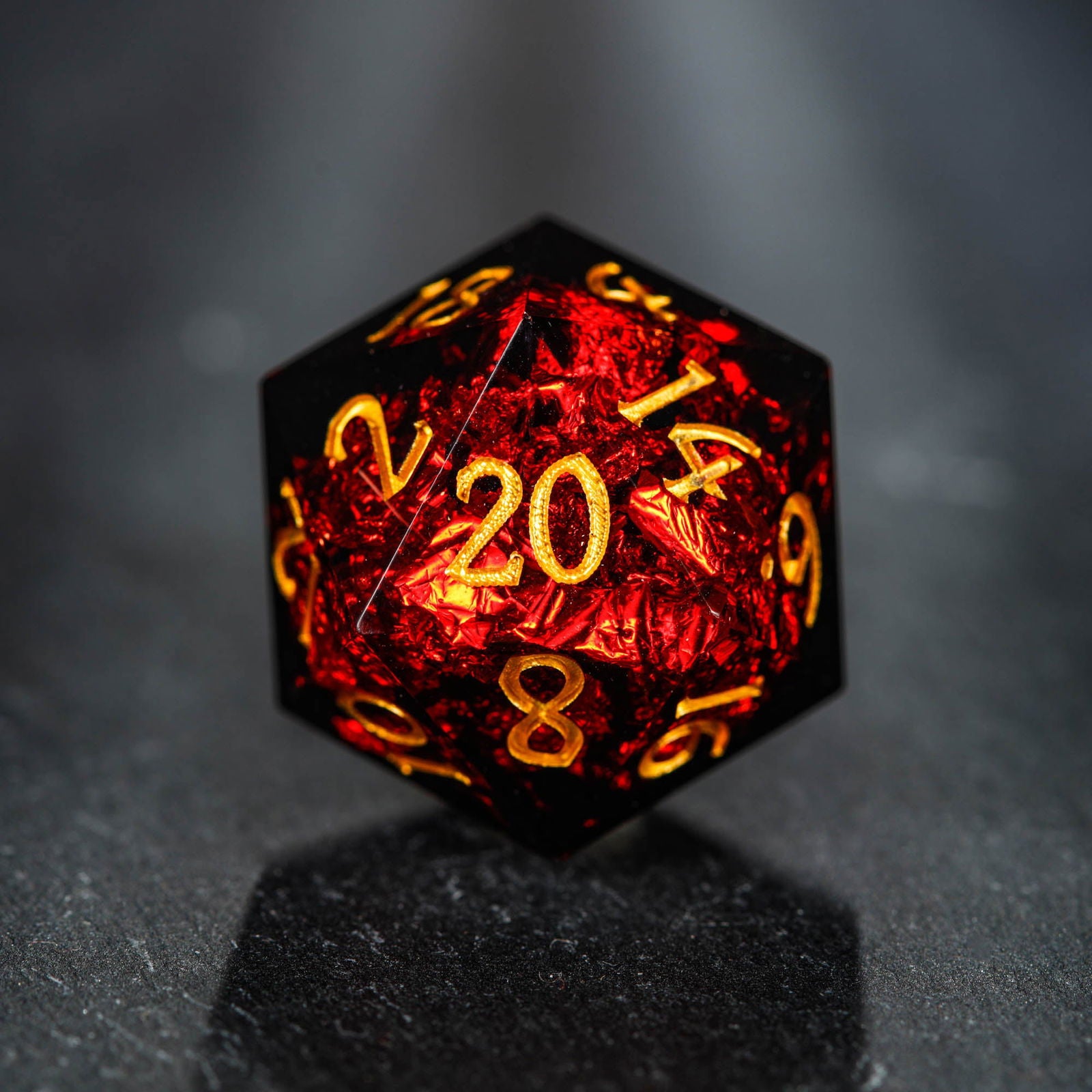 Black Red Resin DnD D&D Dice Set - CrystalMaggie