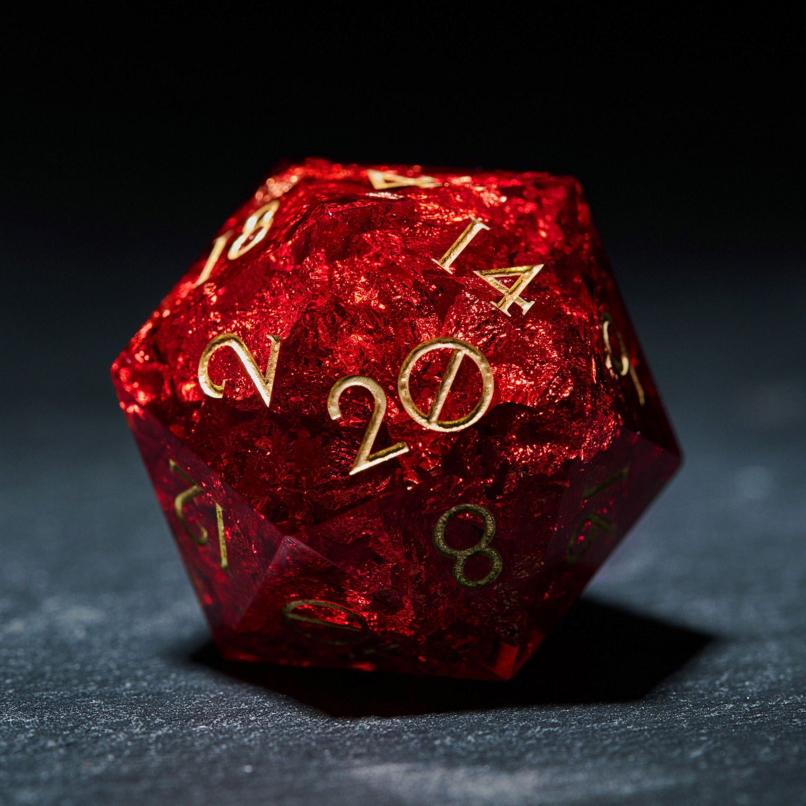 Black Red Resin DnD D&D Dice Set - CrystalMaggie