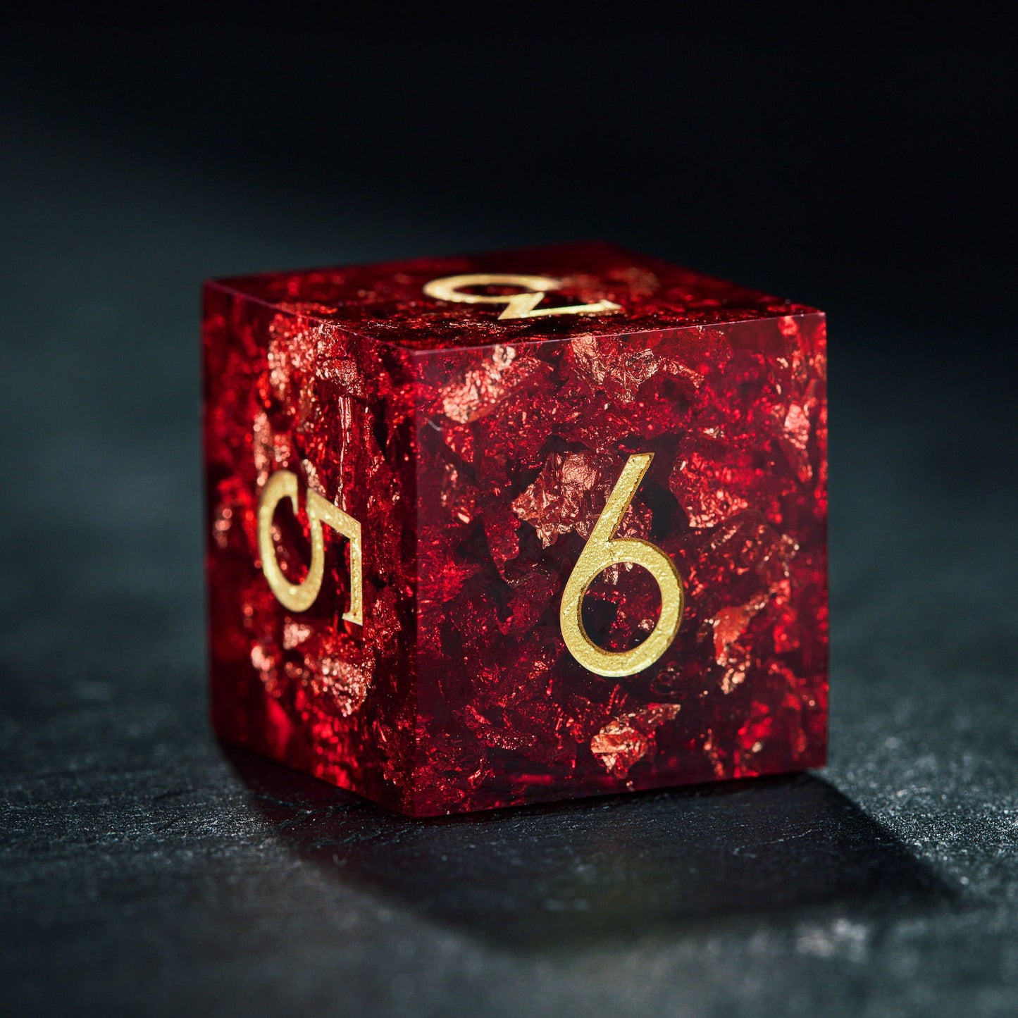 Black Red Resin DnD D&D Dice Set - CrystalMaggie