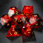 Black Red Resin Kanji DnD D&D Dice Set - CrystalMaggie