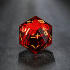 Black Red Resin Kanji DnD D&D Dice Set - CrystalMaggie